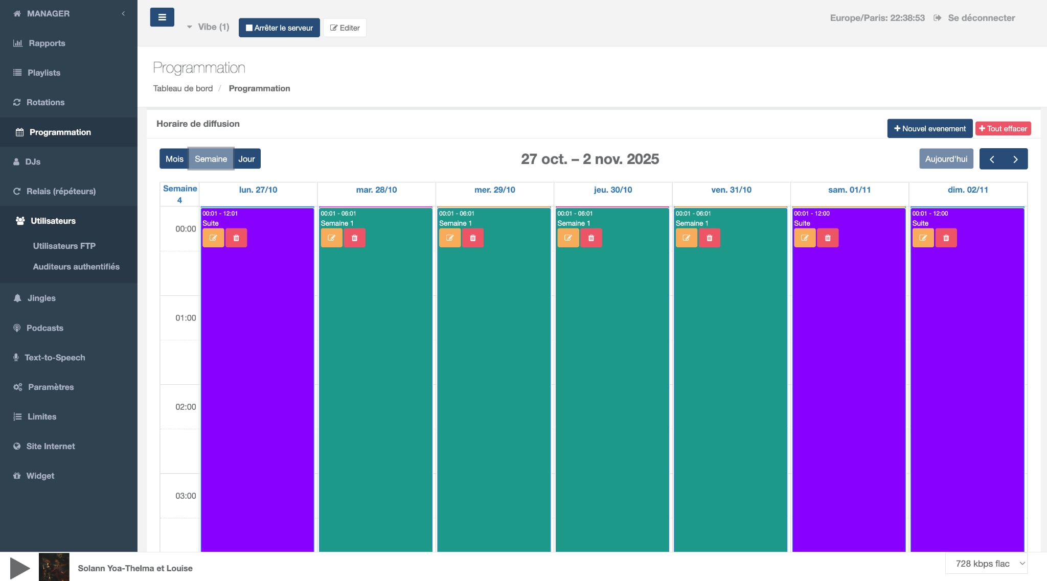 Aperçu du back office